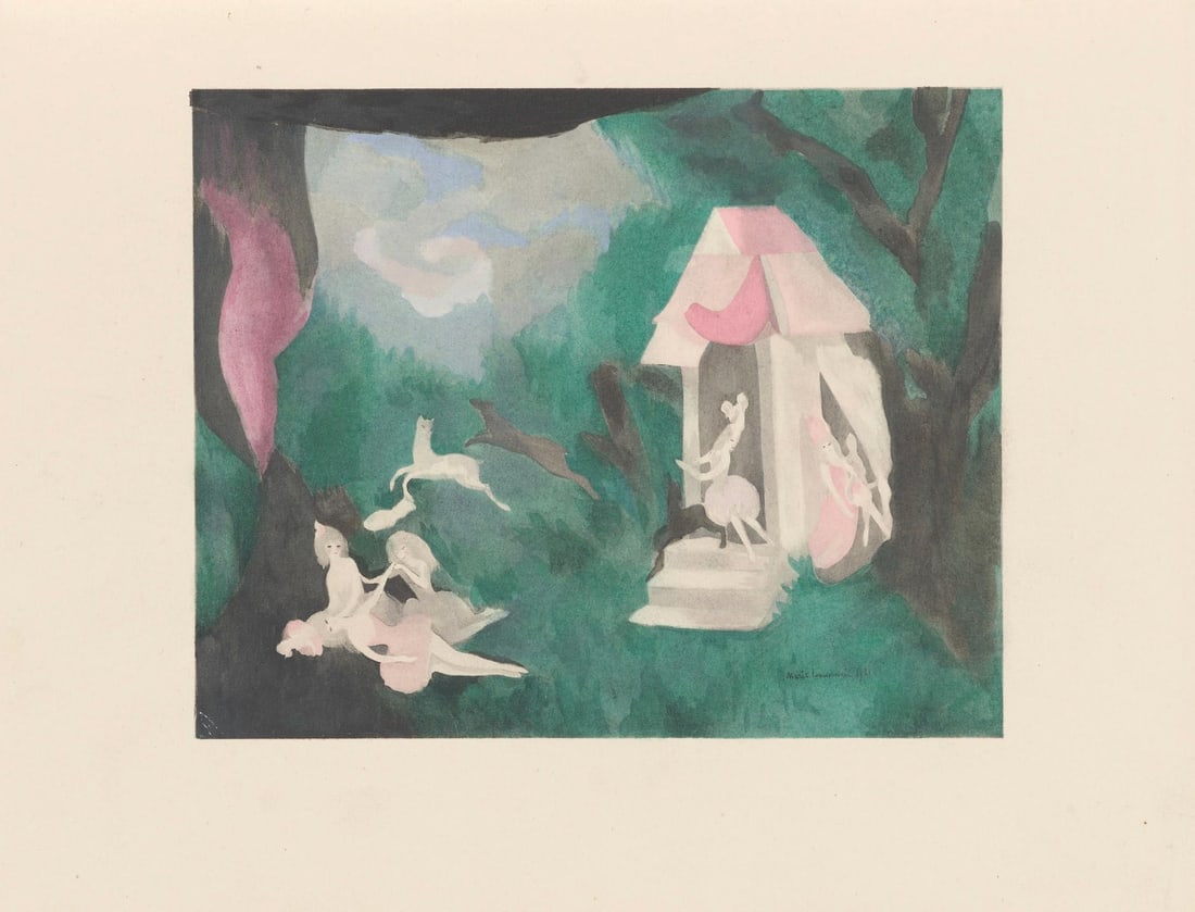 Lithograph - Marie Laurencin - Composition - Les Biches - 6