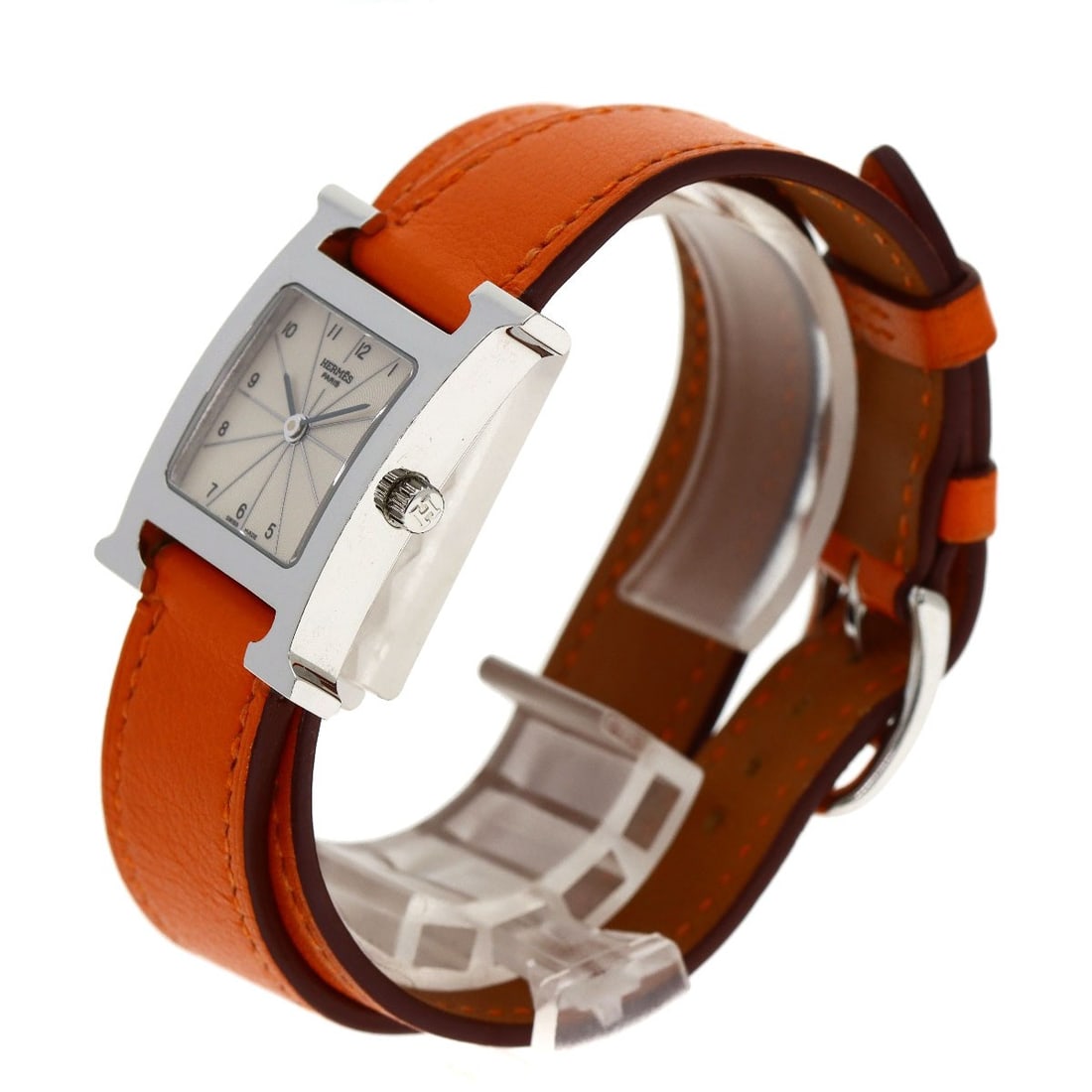 Leather HERMES H watch Deburuturu Watches HH1.210 Stainless Steel/ - 2