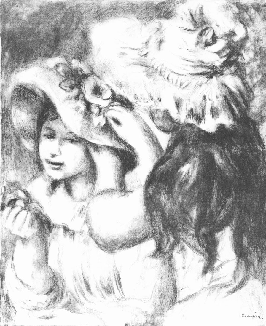 Lithograph - Pierre-Auguste Renoir - Le chapeau pingl - tat du noir - Les Lithographies de Renoir (1 of 7)