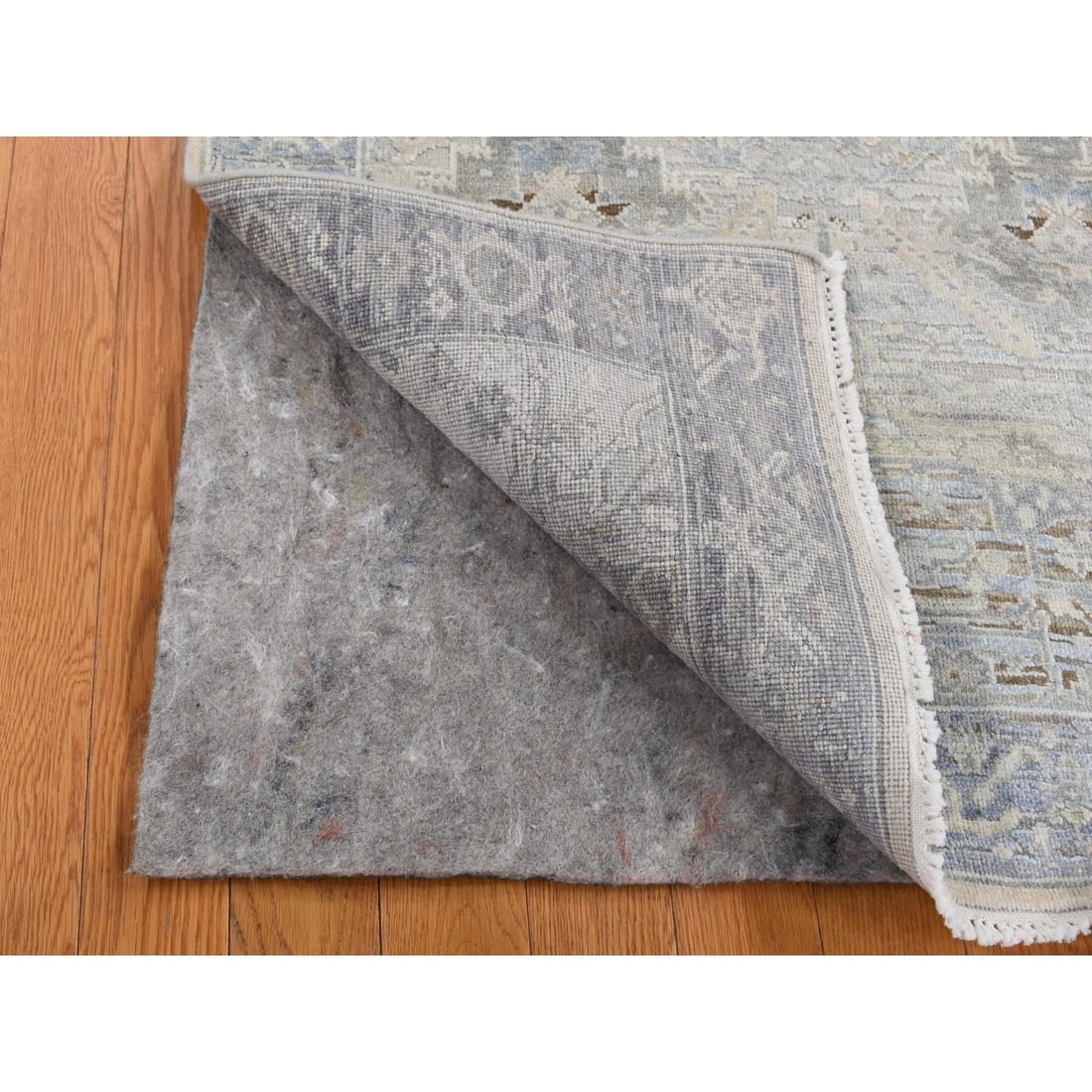 Rug 3'x5'3" Blue Silk with Wool Mughal Inspired Design Hand Knotted - 3