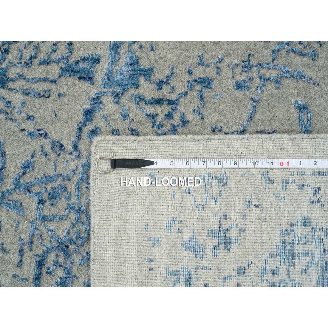 Rug 11'10"x18' Gray Fine Jacquard Hand Loomed Wool and Silk Oversized - 12