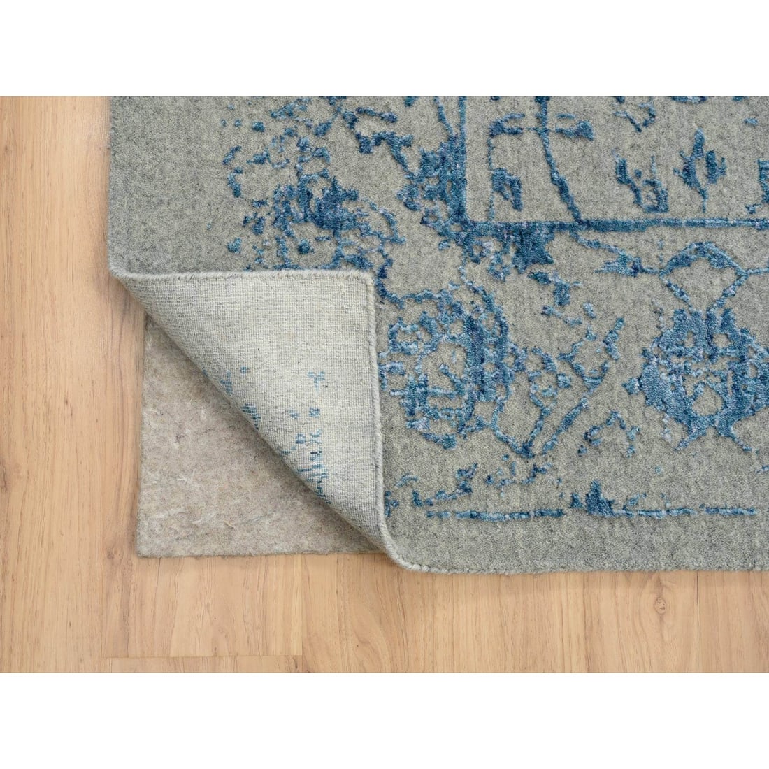 Rug 11'10"x18' Gray Fine Jacquard Hand Loomed Wool and Silk Oversized - 5