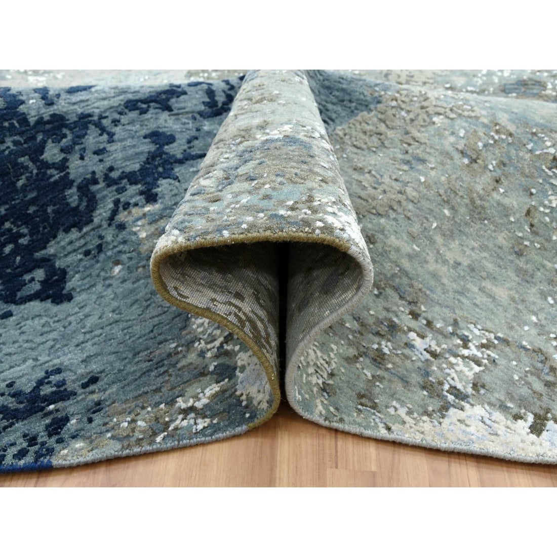 Rug 10'2"x10'2" Gray Hand Knotted Abstract Design Wool Round Oriental - 6