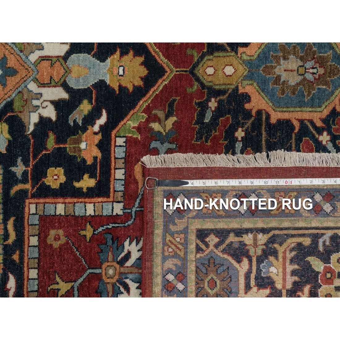 Oriental 8'8"x12'2" Red Hand Knotted Wool Rug Antiqued Fine Heris Revival - 11