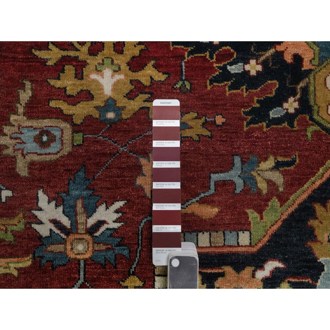Oriental 8'8"x12'2" Red Hand Knotted Wool Rug Antiqued Fine Heris Revival - 7