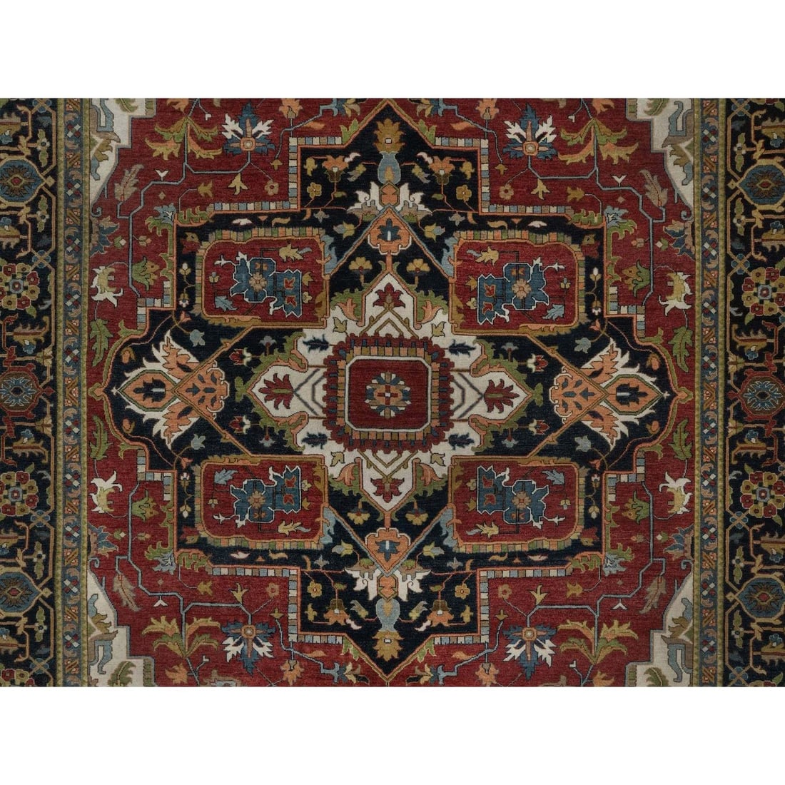 Oriental 8'8"x12'2" Red Hand Knotted Wool Rug Antiqued Fine Heris Revival - 8