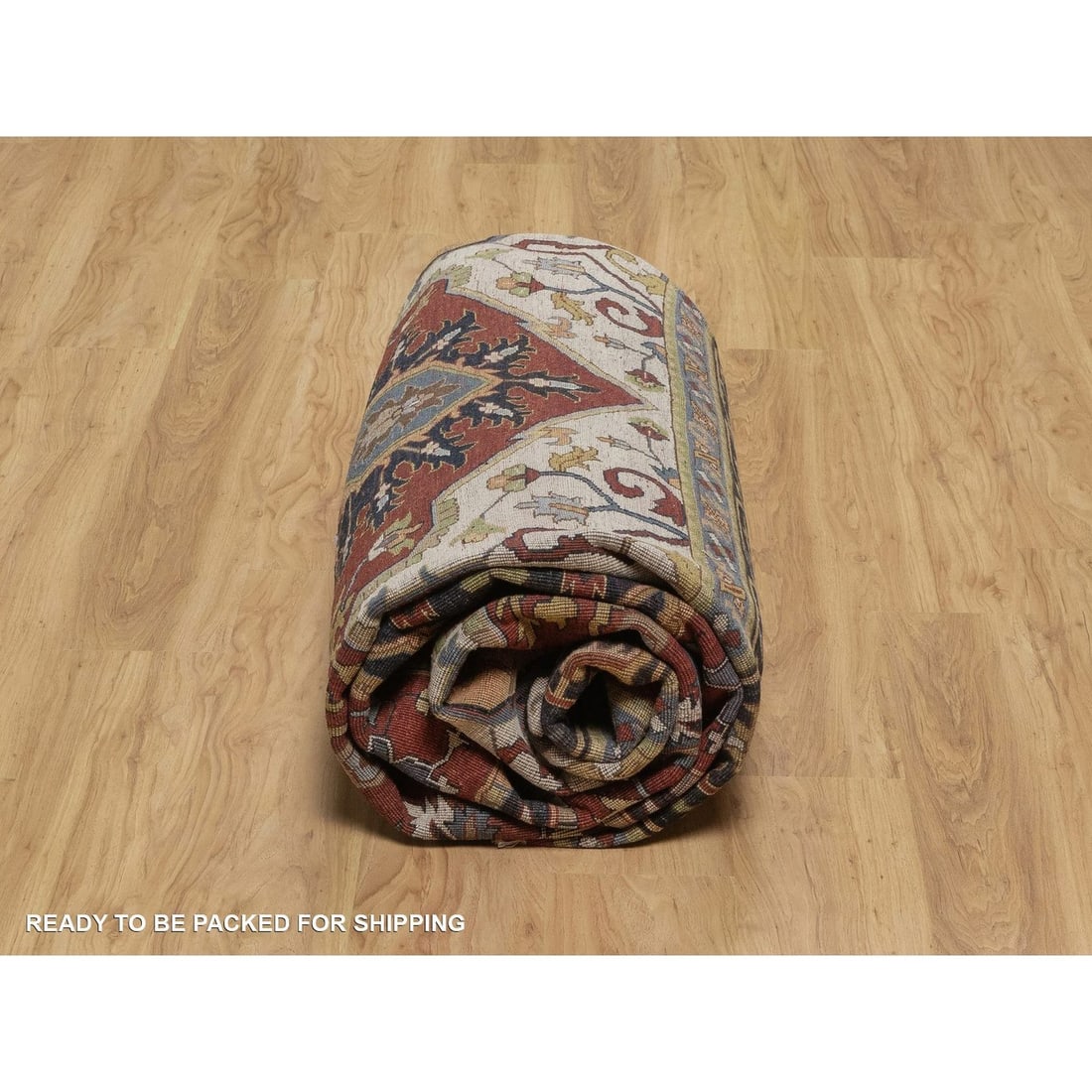 Oriental 8'8"x12'2" Red Hand Knotted Wool Rug Antiqued Fine Heris Revival - 9