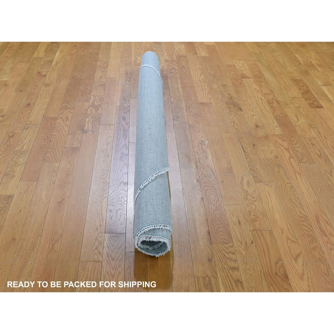 Rug 6'x6' Blue Grass Design Wool and Silk Round Hand Knotted Oriental - 5