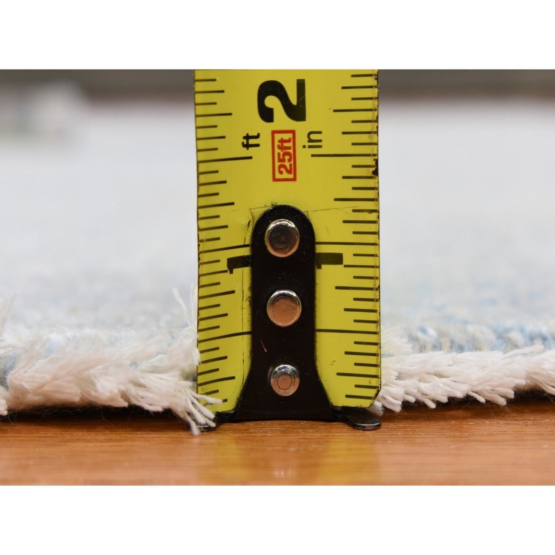 Rug 6'x6' Blue Grass Design Wool and Silk Round Hand Knotted Oriental - 6