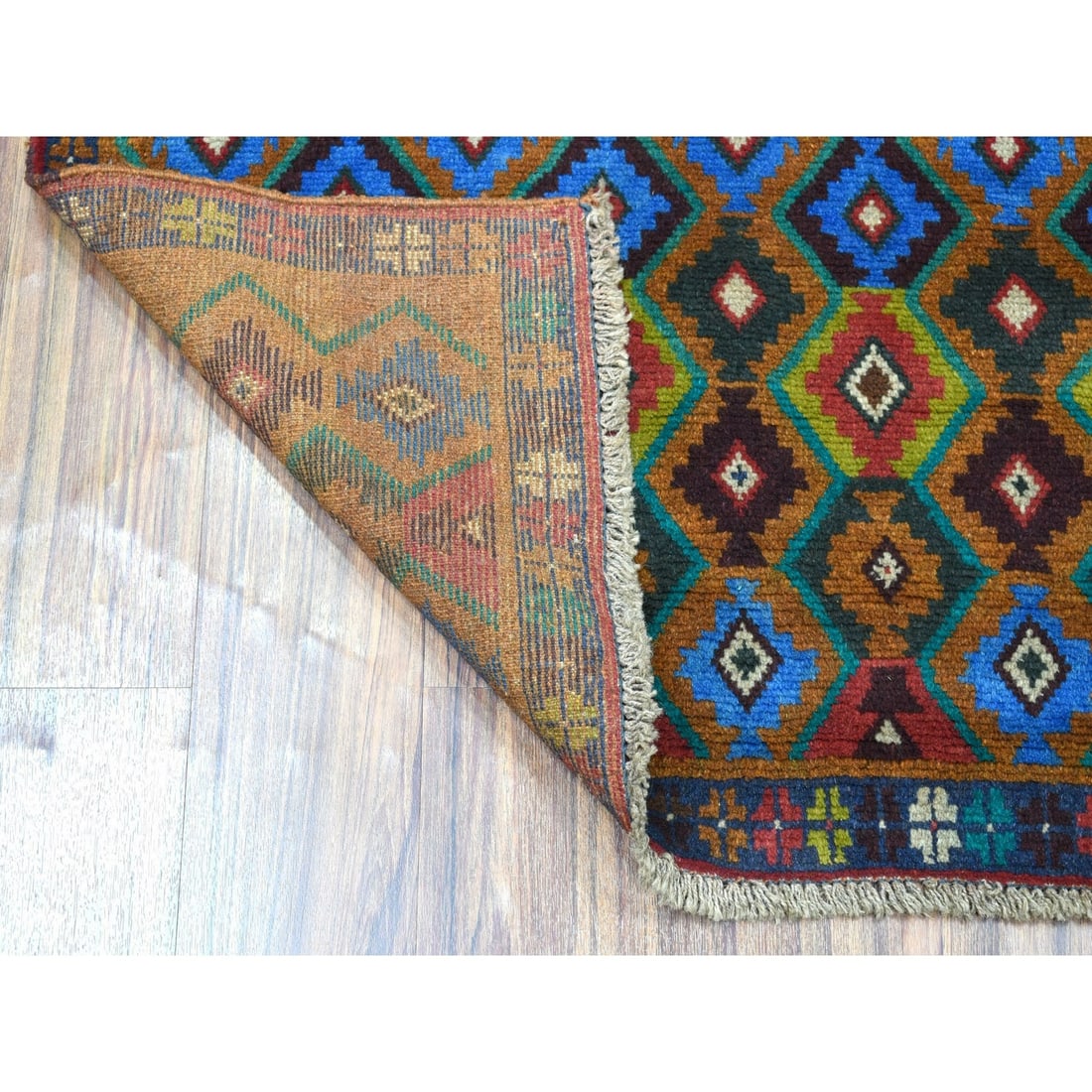 Rug 3'5"x4'5" Tribal Design Hand Made Pure Wool Colorful Afghan Village - 2