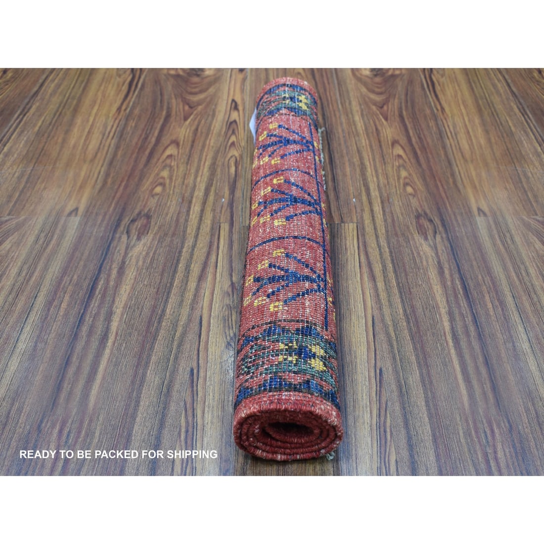 Rug 2'x2'10" Red Wool Afghan Ersari Tribal Design Hand Knotted Oriental - 4