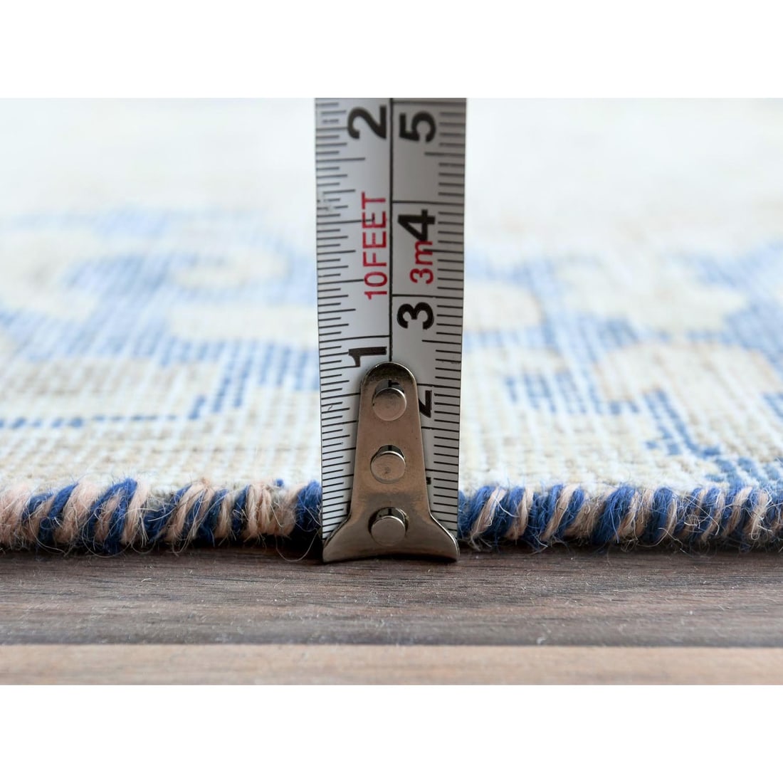 Rug 9'7"x13'2" Beige Distressed Look Wool Vintage Farsian Hand Knotted - 11