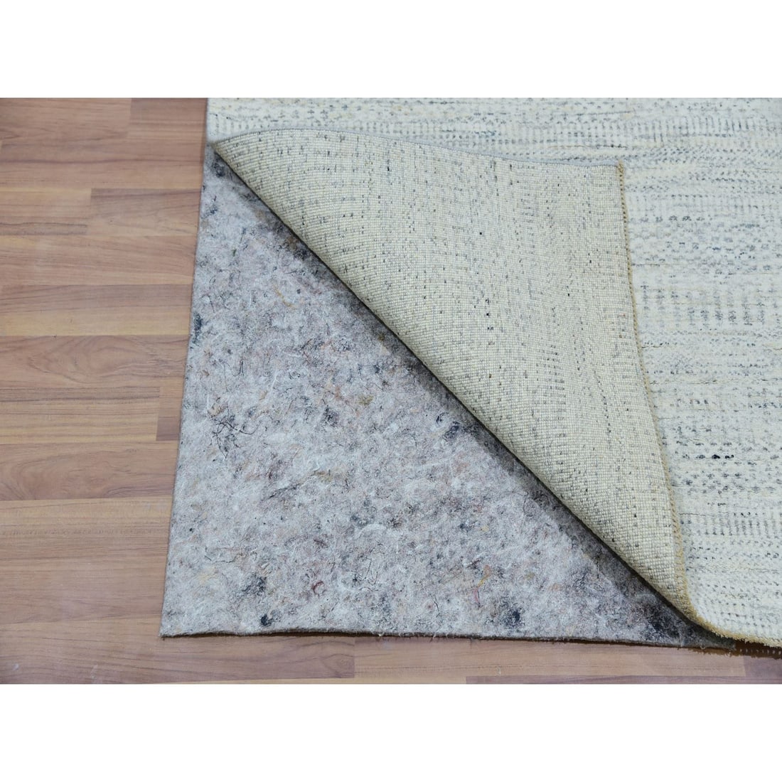 Rug 2'7"x13'9" Owl Gray Hand Knotted Grass Design Undyed Pure Wool Runner - 3