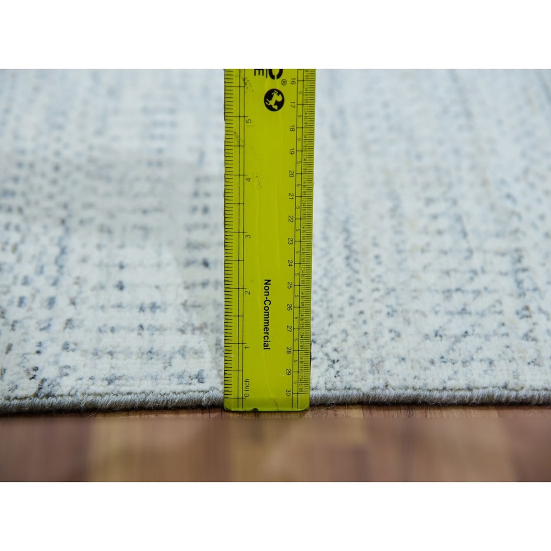 Rug 2'7"x13'9" Owl Gray Hand Knotted Grass Design Undyed Pure Wool Runner - 5