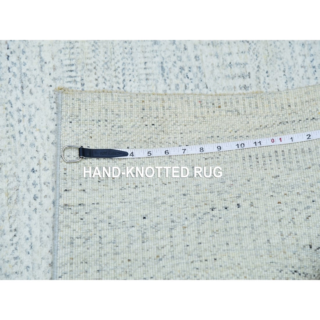 Rug 2'7"x13'9" Owl Gray Hand Knotted Grass Design Undyed Pure Wool Runner - 6