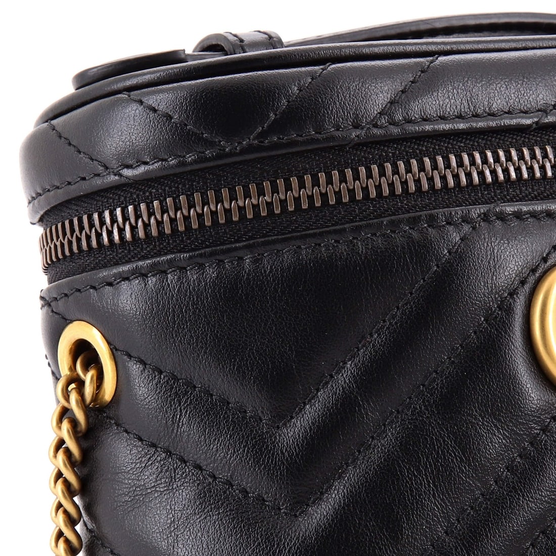 Mini Gucci GG Marmont Top Handle Vanity Chain Bag Matelasse Leather - 6