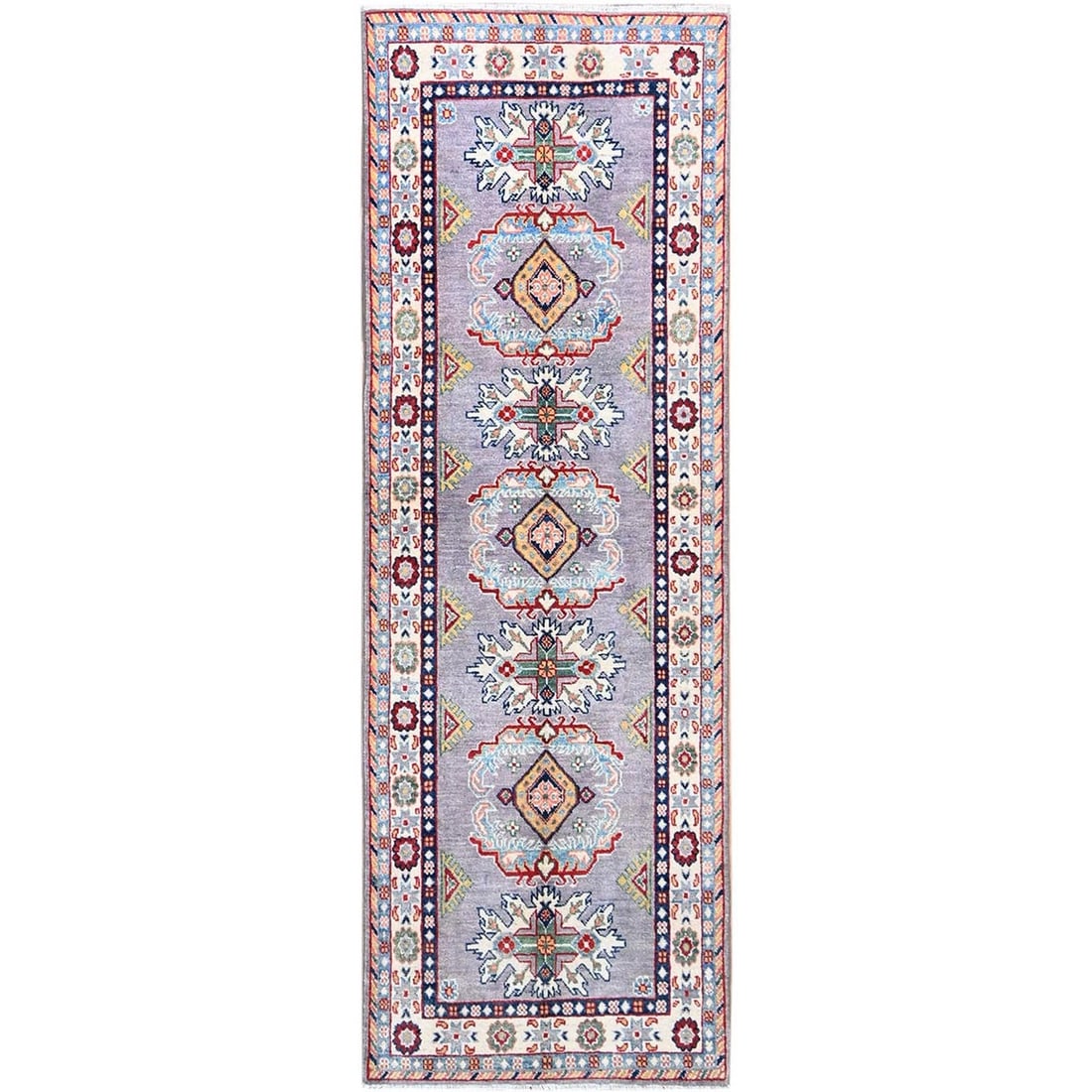 Rug 2'9"x7'10" Gray Kazak Tribal Medallions Hand Knotted Oriental Runner: Rug 2'9"x7'10" Gray Kazak Tribal Medallions Hand Knotted Oriental Runner This listing features Rug 2'9"x7'10" Gray Kazak Tribal Medallions Hand Knotted Oriental Runner. Item specifics are provided bel