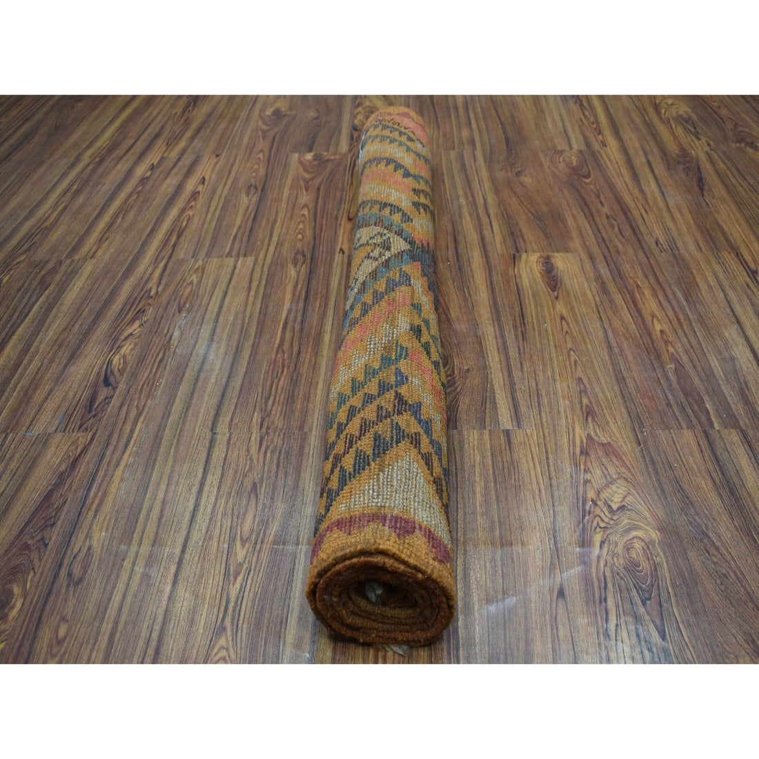 Rug 3'9"x6'3" Geometric Design Hand Made Wool Colorful Afghan Village - 3