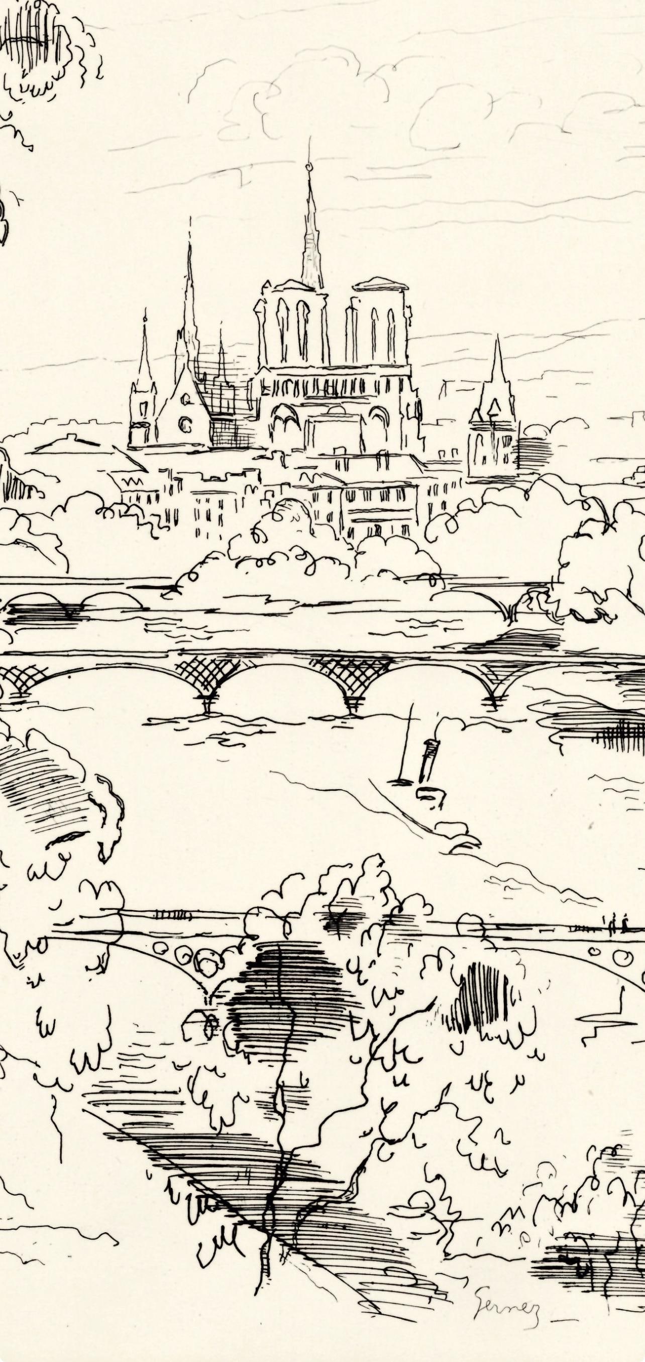 Etching - Paul-lie Gernez - Seine - berceau de Paris - A La gloire Paris - 2