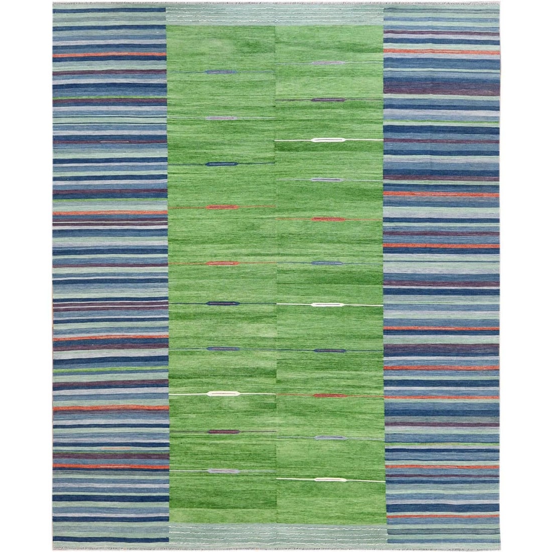 Rug 8'3"x10'1" Hand Woven Stripe Design Flat Weave Kilim Wool Reversible (1 of 6)