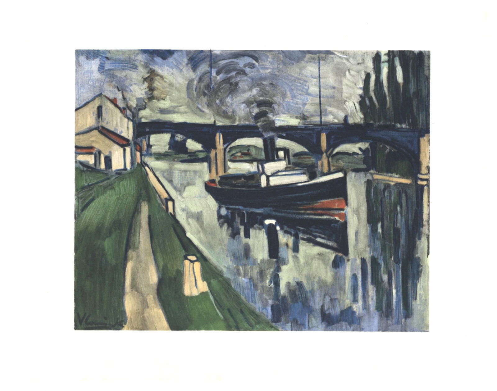 Lithograph - Maurice de Vlaminck - La Seine Poissy - Vlaminck - Signed - 5