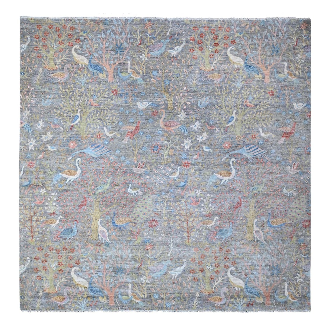 Rug 12'x12' Gray Hand Knotted Peshawar Birds of Paradise Square Oriental: Rug 12'x12' Gray Hand Knotted Peshawar Birds of Paradise Square Oriental This listing features Rug 12'x12' Gray Hand Knotted Peshawar Birds of Paradise Square Oriental. Item specifics are provided