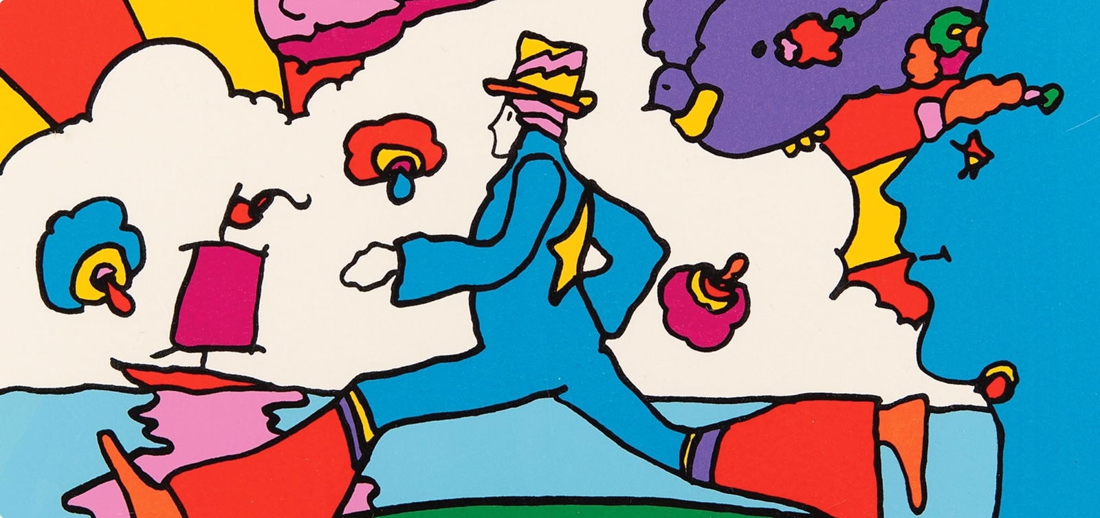 Official Lithograph - Peter Max - Cosmic Runner - Retro Suite I - Hand Signed - 2