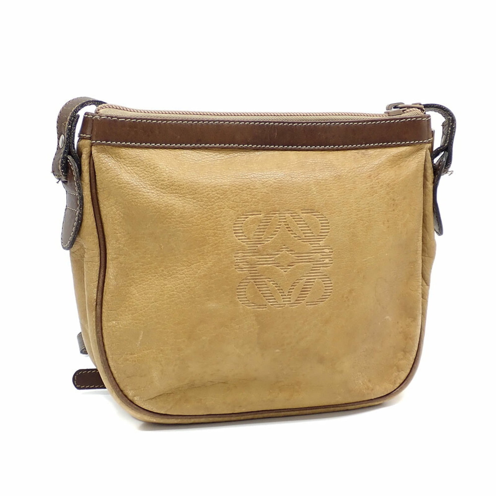 Leather Loewe Shoulder Bag: Leather Loewe Shoulder Bag This listing features Leather Loewe Shoulder Bag. Item specifics are provided below. Item Specifics: Brand: Loewe Type: Shoulder Bag Material: Leather Color: Beige, Brown Ge