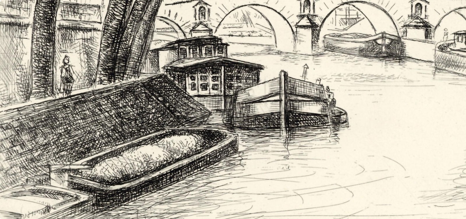 Etching - Robert Lotiron - le Saint-Louis - A La gloire Paris - 5