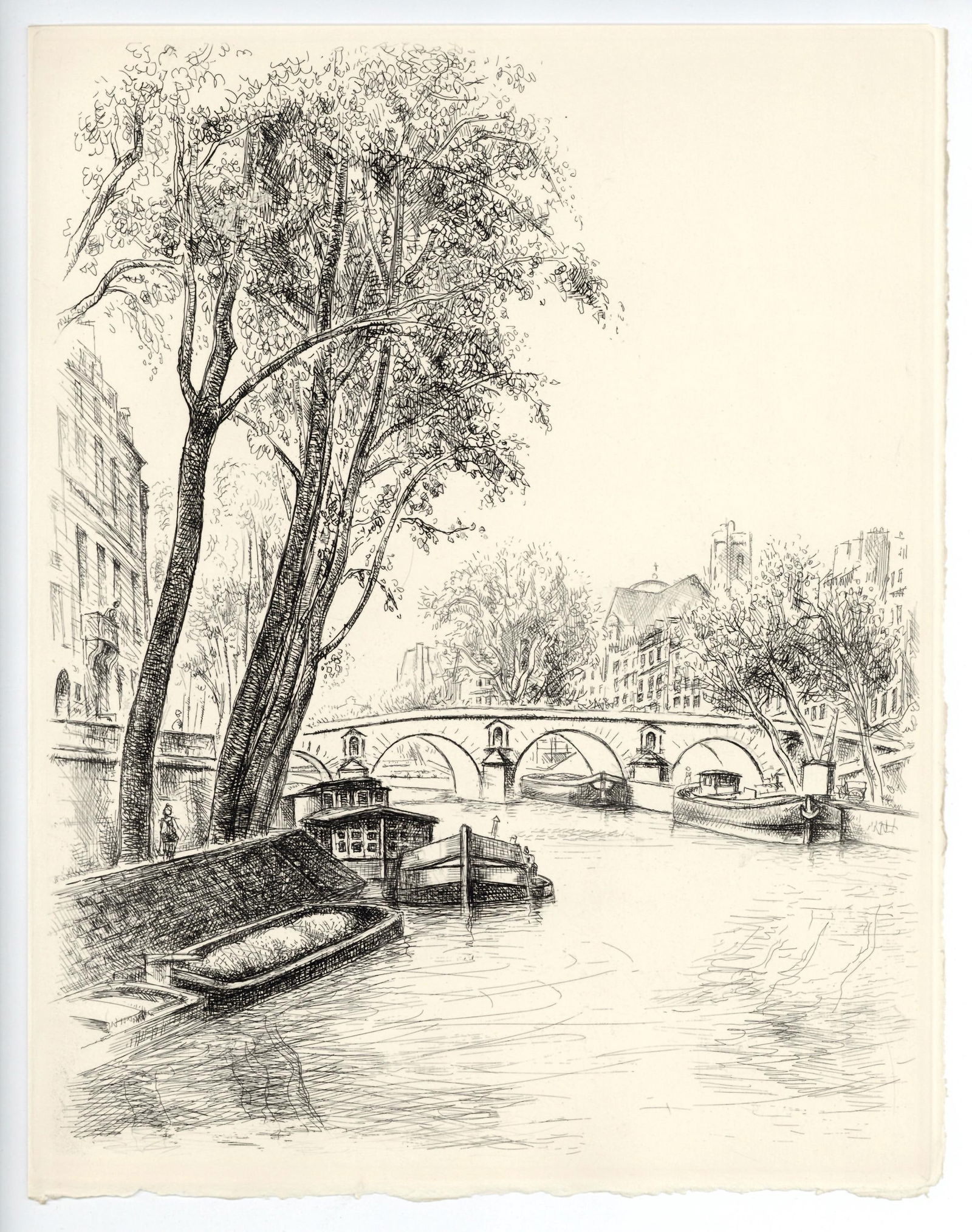 Etching - Robert Lotiron - le Saint-Louis - A La gloire Paris - 6
