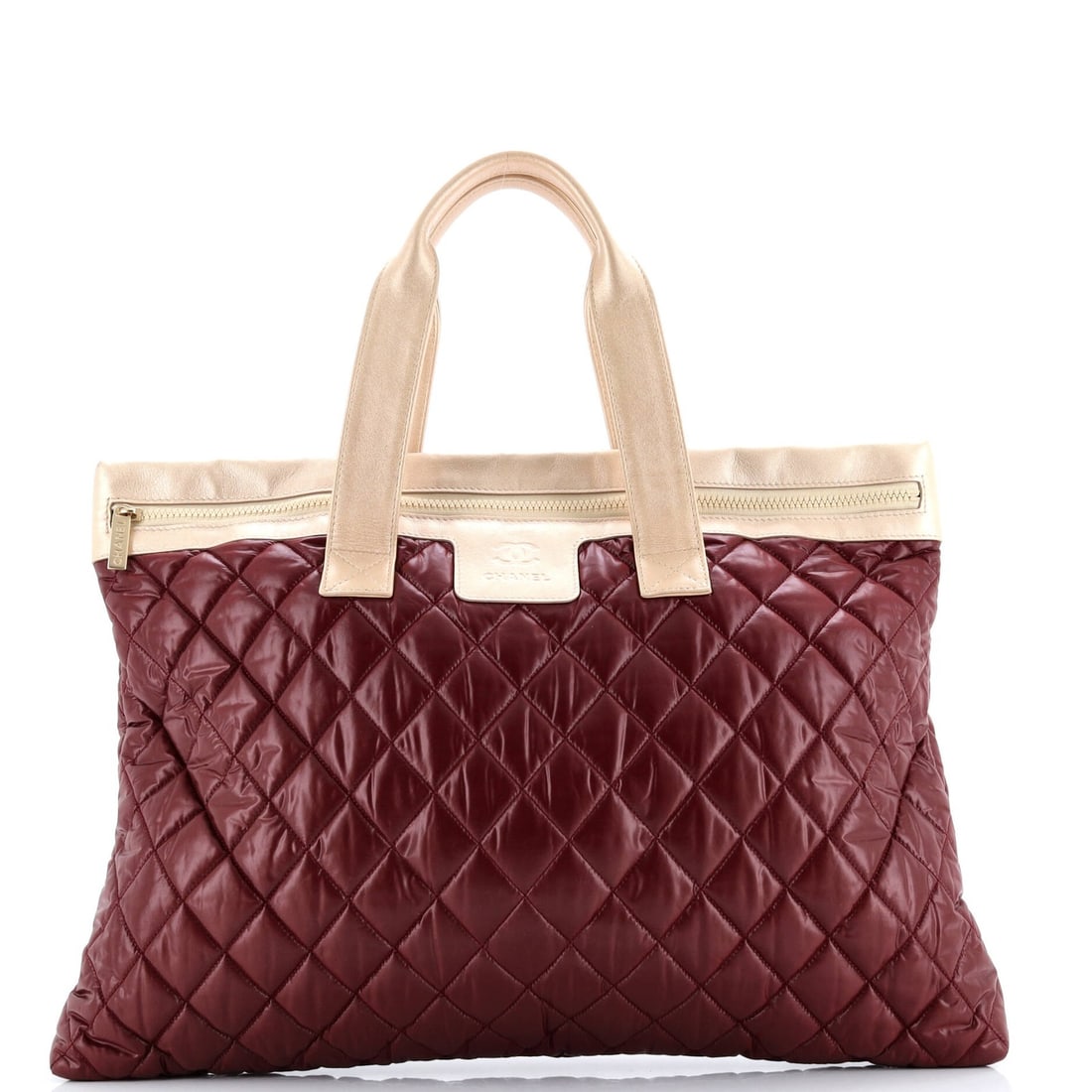 Large Chanel Coco Cocoon Flat Tote Quilted Nylon with Leather: Large Chanel Coco Cocoon Flat Tote Quilted Nylon with Leather This listing features Large Chanel Coco Cocoon Flat Tote Quilted Nylon with Leather. Item specifics are provided below. Item Specifics: