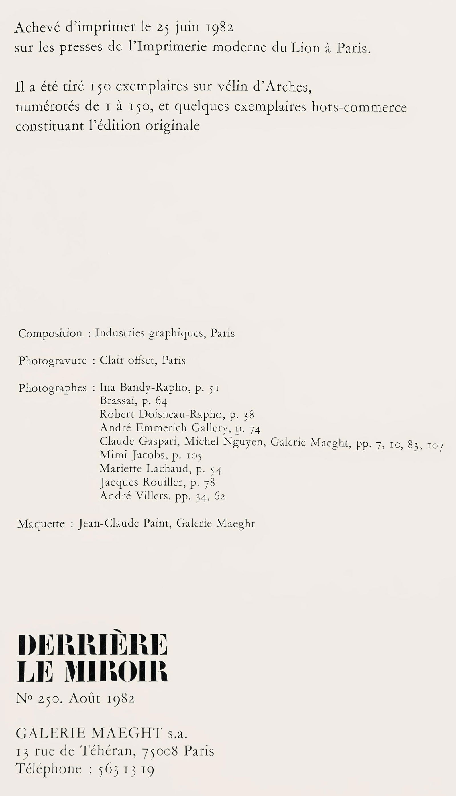 Lithograph - Claude Garache - Composition - Hommage Aim et Marguerite Maeght - Derrire le miroir - 7