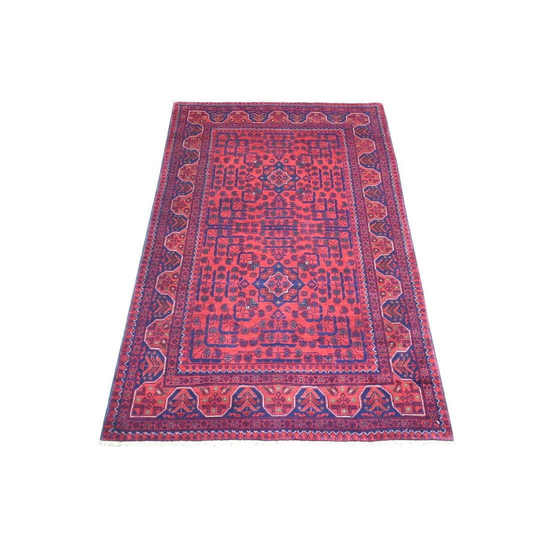Rug 3'3"x5' Deep Red Afghan Khamyab Pure Wool Hand Knotted Oriental: Rug 3'3"x5' Deep Red Afghan Khamyab Pure Wool Hand Knotted Oriental This listing features Rug 3'3"x5' Deep Red Afghan Khamyab Pure Wool Hand Knotted Oriental. Item specifics are provided below. Item