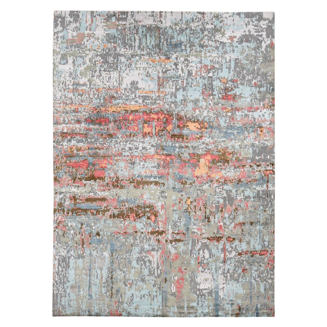 Rug 9'10"x13'8" Gray Abstract Design Wool and Silk Hand Knotted: Rug 9'10"x13'8" Gray Abstract Design Wool and Silk Hand Knotted This listing features Rug 9'10"x13'8" Gray Abstract Design Wool and Silk Hand Knotted. Item specifics are provided below. Item