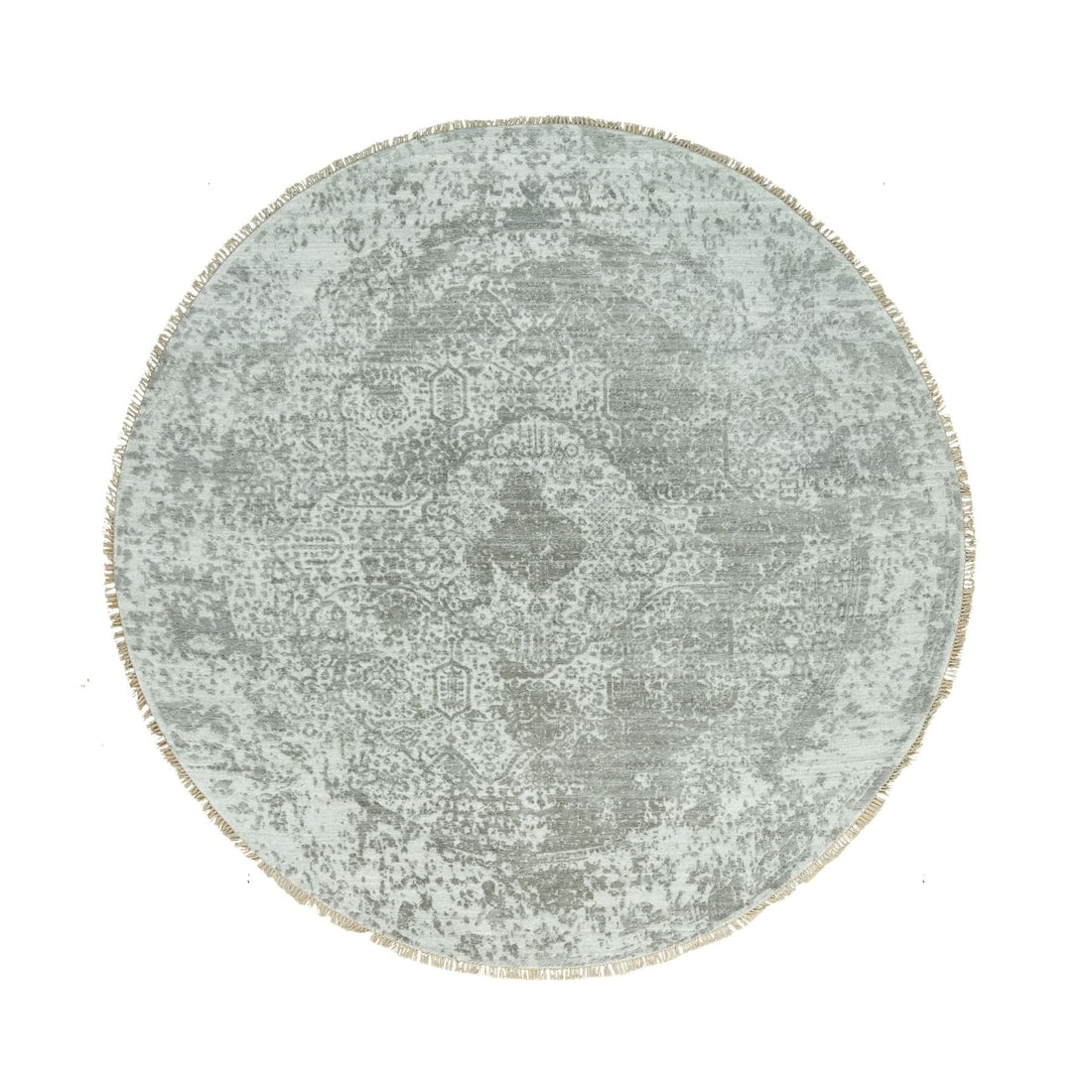 Rug 7'10"x7'10" Gray Broken Zoroastrian Wool and Silk Round Oriental: Rug 7'10"x7'10" Gray Broken Zoroastrian Wool and Silk Round Oriental This listing features Rug 7'10"x7'10" Gray Broken Zoroastrian Wool and Silk Round Oriental. Item specifics are provided below. 