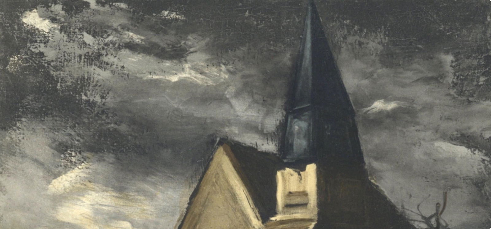 Lithograph - Maurice de Vlaminck - L'glise de Saint Lubin - Vlaminck - Signed - 4