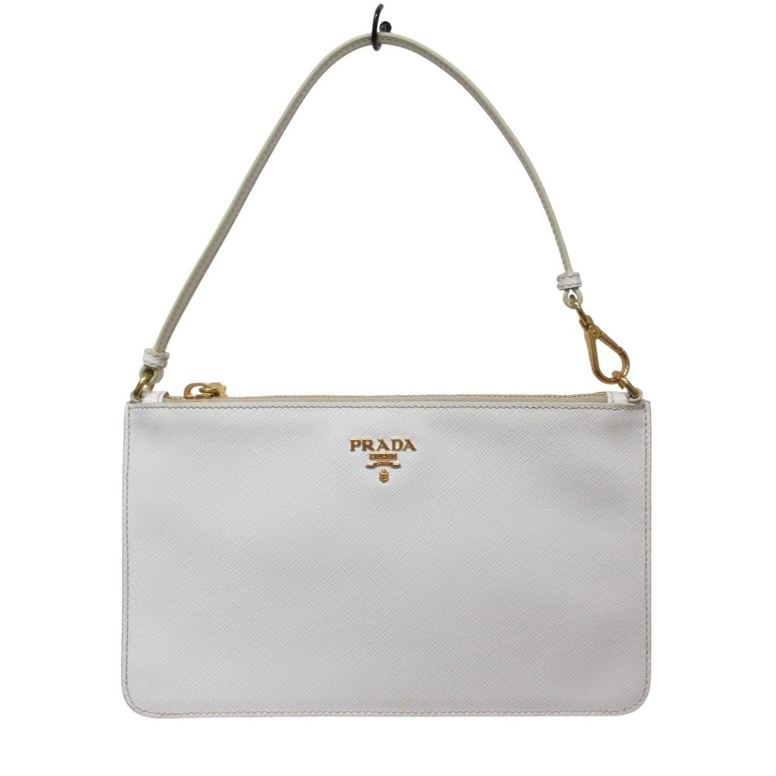 Pouch Prada: Pouch Prada This listing features Pouch Prada. Item specifics are provided below. Item Specifics: Brand: Prada Type: Pouch Color: White Gender: Women Size (Hxwxd): 14cm x 23.5cm / 5.51'' x 9.25'' Cond