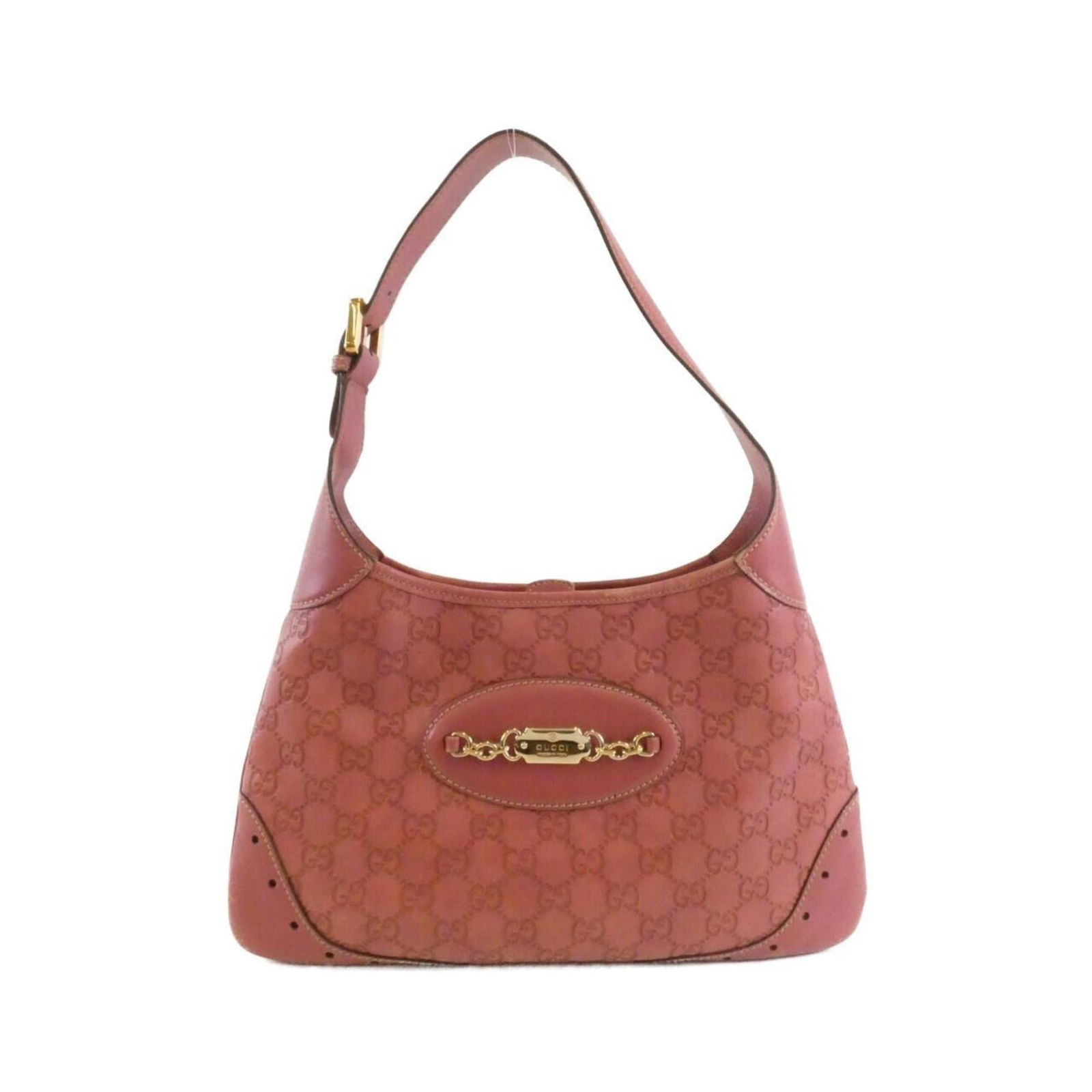Leather Gucci Shoulder Bag: Leather Gucci Shoulder Bag This listing features Leather Gucci Shoulder Bag. Item specifics are provided below. Item Specifics: Brand: Gucci Type: Shoulder Bag Material: Leather Color: Pink Hardware