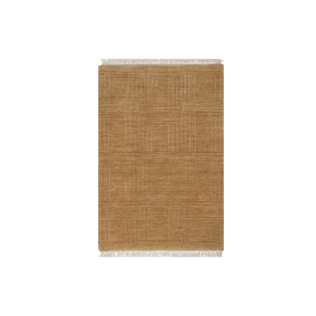 Mat 2'x2'9" Tawny Brown Geometric Pattern Small Rug Hand Loomed Pure Wool (1 of 8)