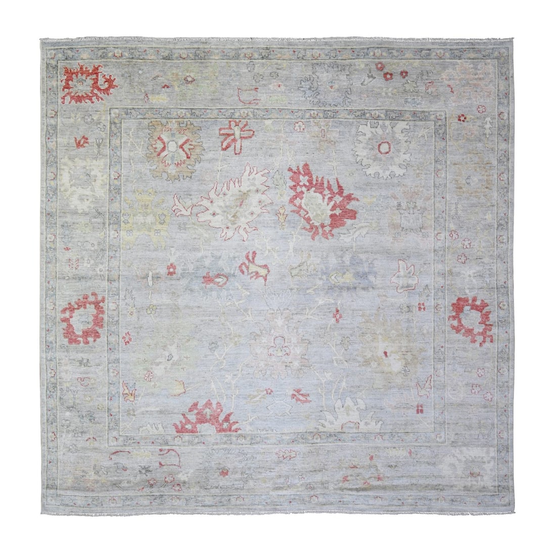Rug 9'10"x9'10" Steel Blue Hand Knotted Wool Afghan Angora Oushak: Rug 9'10"x9'10" Steel Blue Hand Knotted Wool Afghan Angora Oushak This listing features Rug 9'10"x9'10" Steel Blue Hand Knotted Wool Afghan Angora Oushak. Item specifics are provided below. Item