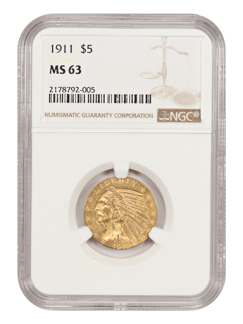 Indian $5 - 1911 $5 NGC MS63 (1 of 4)
