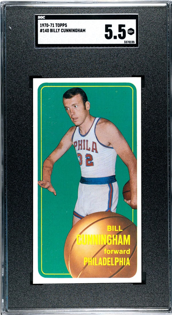 5.5) Billy Cunningham 1970-71 Topps Card #140 (SGC EX+: 5.5) Billy Cunningham 1970-71 Topps Card #140 (SGC EX+ This listing features 5.5) Billy Cunningham 1970-71 Topps Card #140 (SGC EX+. Item specifics are provided below. Item Specifics: Brand: SGC