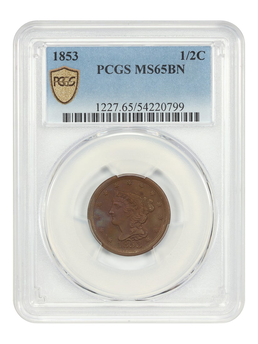 Great Type Coin - 1853 1/ 2C PCGS MS65BN - Braided Hair Half Cent: Great Type Coin - 1853 1/ 2C PCGS MS65BN - Braided Hair Half Cent This listing features Great Type Coin - 1853 1/ 2C PCGS MS65BN - Braided Hair Half Cent. Item specifics are provided below. Item