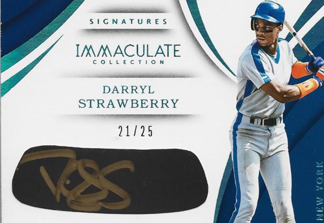 25 Darryl Strawberry Autographed 2018 Panini Card #21/ (1 of 1)