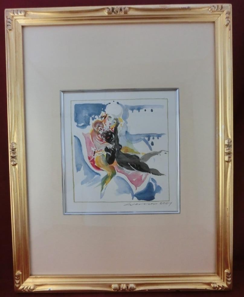 Sign Heinz Werner "Fliegender Teppich" 2001 Original Watercolor Meissen Designer (1 of 16)