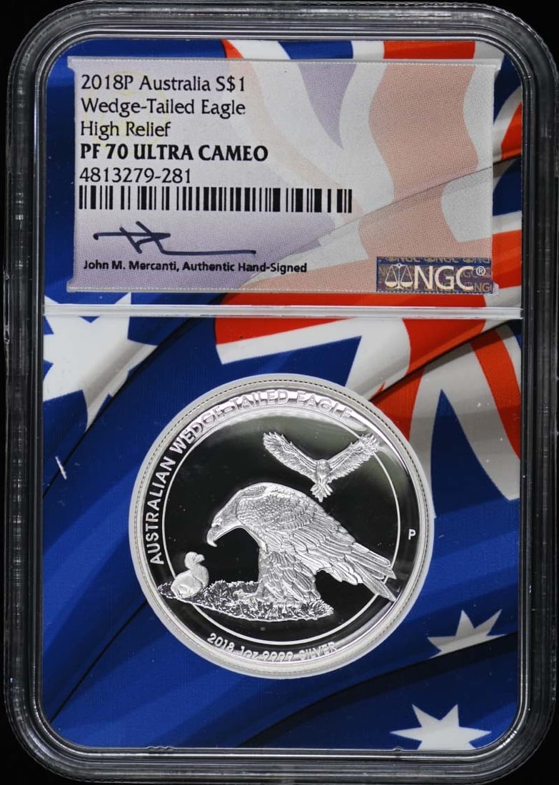 COA 2018P Australia Wedge-Tailed Eagle High Relief S$1 NGC PR70DCAM Org Box/: COA 2018P Australia Wedge-Tailed Eagle High Relief S$1 NGC PR70DCAM Org Box/ This listing features COA 2018P Australia Wedge-Tailed Eagle High Relief S$1 NGC PR70DCAM Org Box/. Item specifics are