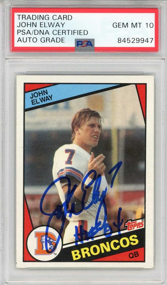 10) John Elway "HOF 04" Autographed 1984 Topps Card #63 (PSA Auto: 10) John Elway "HOF 04" Autographed 1984 Topps Card #63 (PSA Auto This listing features 10) John Elway "HOF 04" Autographed 1984 Topps Card #63 (PSA Auto. Item specifics are provided below. Item