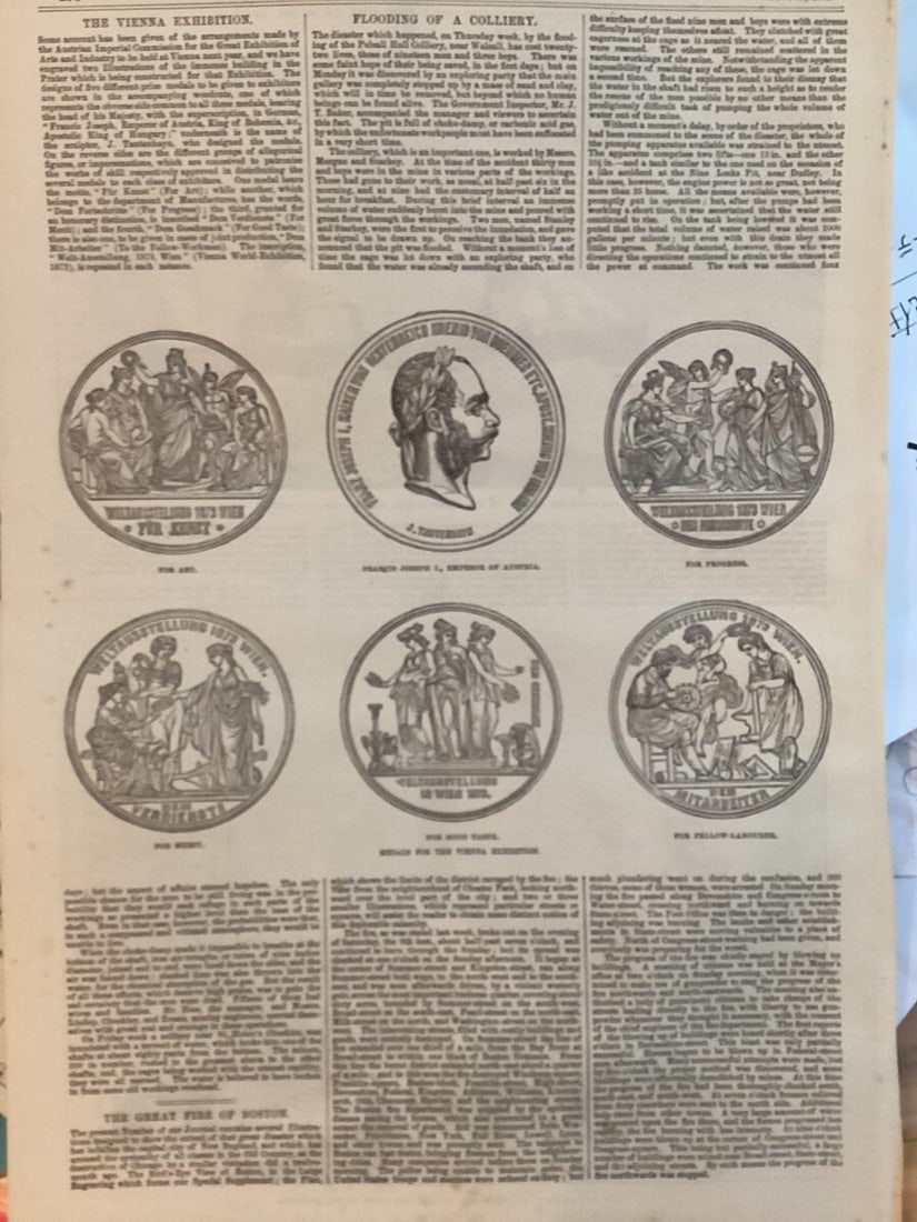 Engraving Vienna World Exhibition 1873 Medals Design by London News Wood (1 of 2)