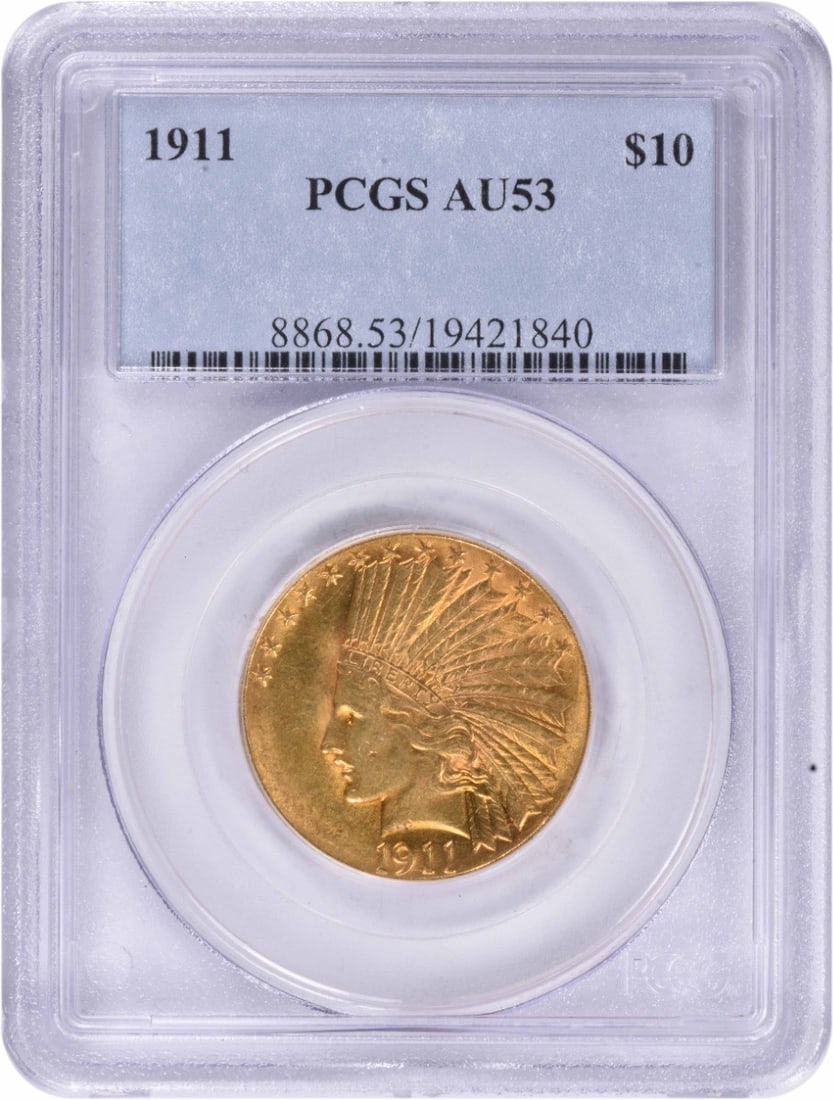 PCGS 1911 $10 Gold Indian AU53 (1 of 3)