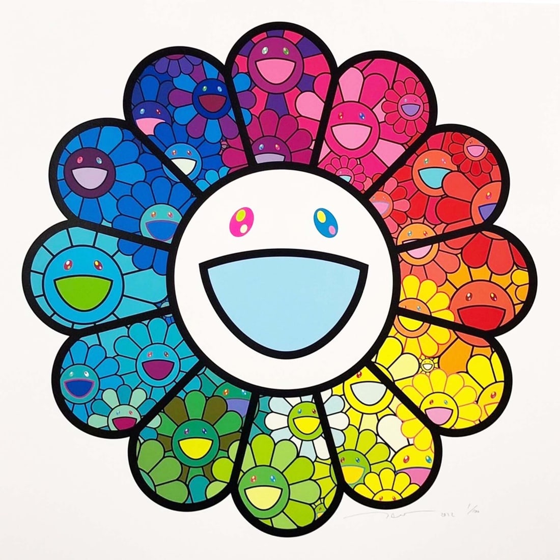 Silkscreen Takashi Murakami Multicolor Super Flat Flowers 2022 kaiki kiki ed 100 (1 of 3)